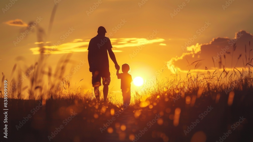 Fototapeta premium Happy Father's Day. Father and children. Background illustration generated by ai