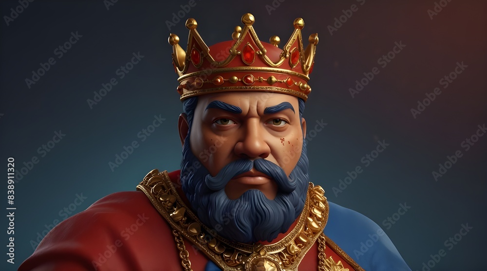 A 3D render of cartoonish red and gold king wearing.generative.ai A 3D render of cartoonish red and gold king wearing.generative.ai