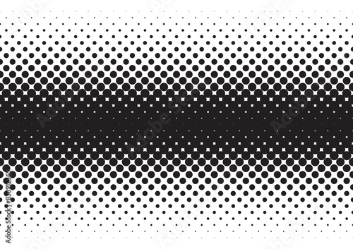 Vector black square halftone gradient. Comics effect. Isolated on white background