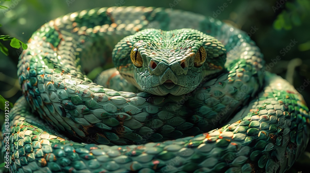 Fototapeta premium Viper's Intricate Patterns: Detailed Textures in the Belarusian Forest