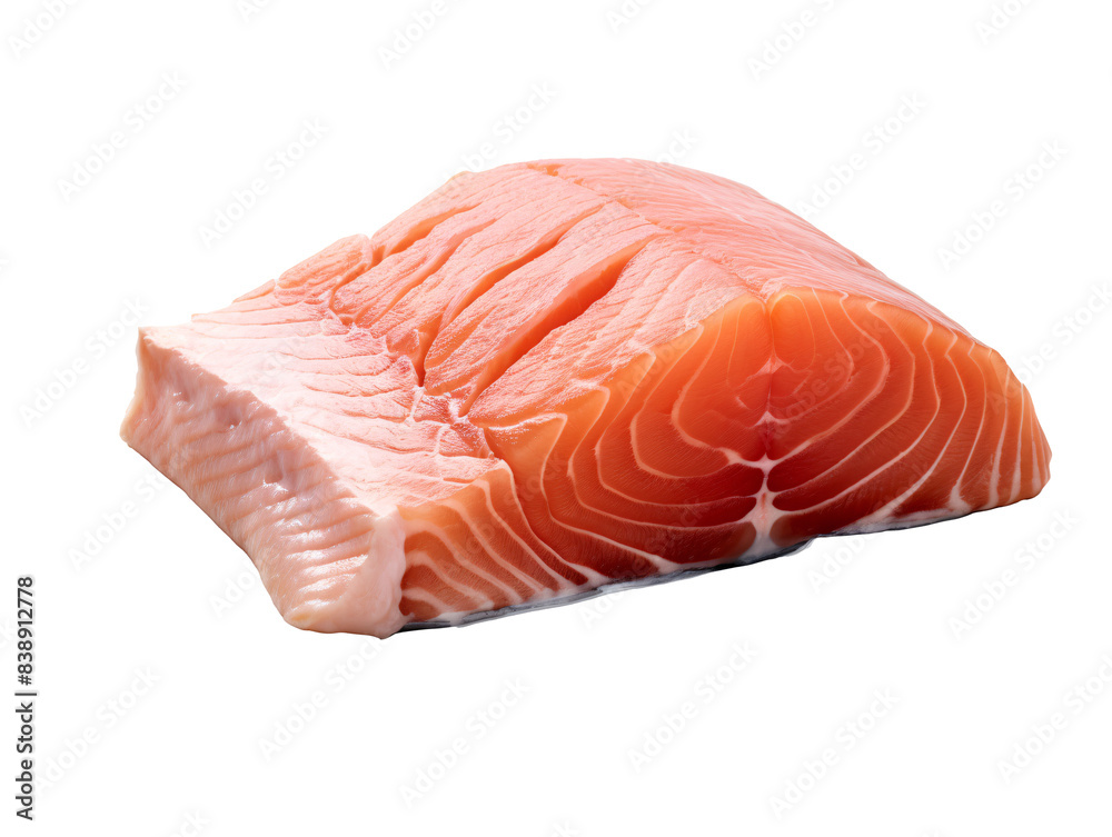 a piece of salmon on a white surface
