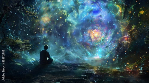 Night Sky Illuminated by Distant Light in Vast Space
