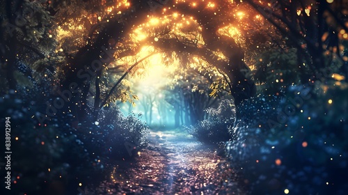 Path in the forest with sunlight