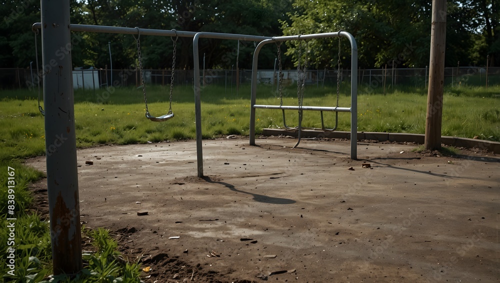 A nostalgic reflection on a deserted playground, now silent and overgrown with memories ai_generated A nostalgic reflection on a deserted playground, now silent and overgrown with memories ai_generated