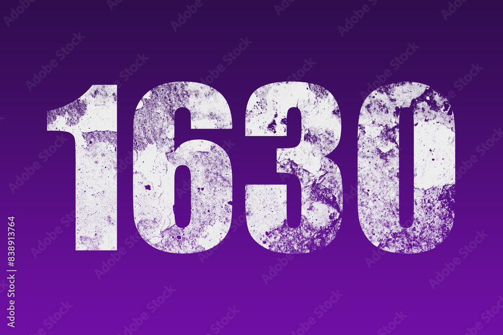 flat white grunge number of 1630 on purple background. flat white grunge number of 1630 on purple background.