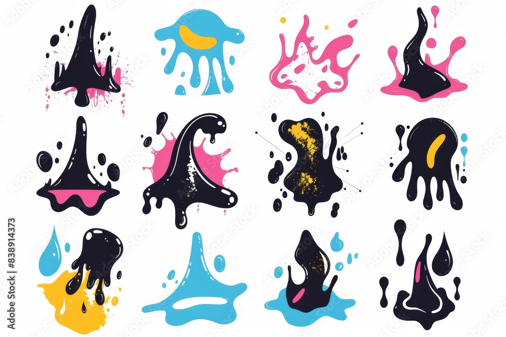 Slime toy icon, mucus symbol, color acrylic paint, cream splash, elastic goop, viscous elastic paste Slime toy icon, mucus symbol, color acrylic paint, cream splash, elastic goop, viscous elastic paste