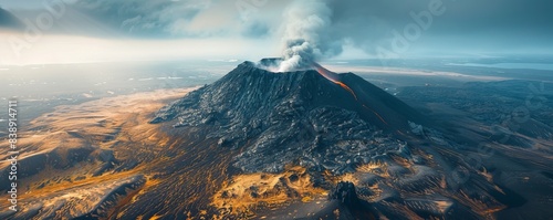 Aerial view of Maelifell volcano, Hella, Southern Region, Iceland. photo