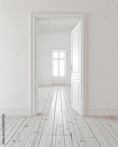 Empty white room with lights and shadows of window mock up © Oksana