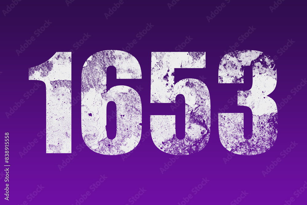 flat white grunge number of 1653 on purple background. flat white grunge number of 1653 on purple background.