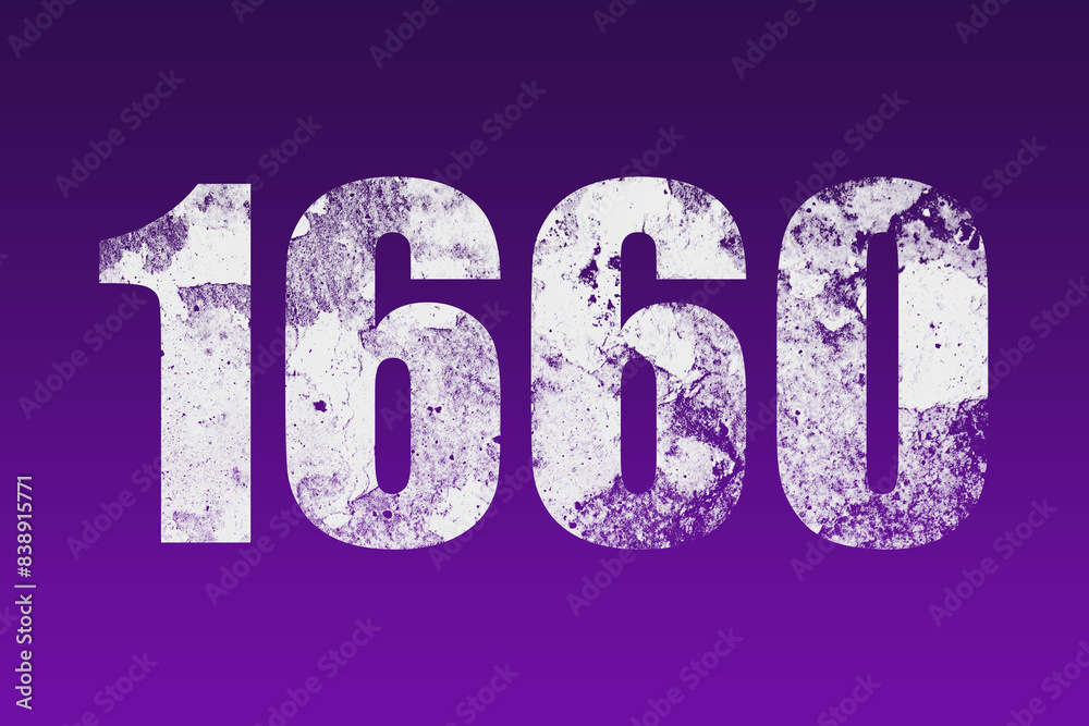 flat white grunge number of 1660 on purple background. flat white grunge number of 1660 on purple background.