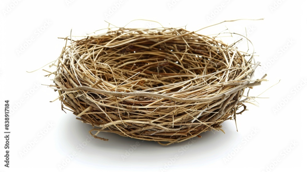 a birds nest Isolated on white background. concept of object nature for designer. a birds nest Isolated on white background. concept of object nature for designer.