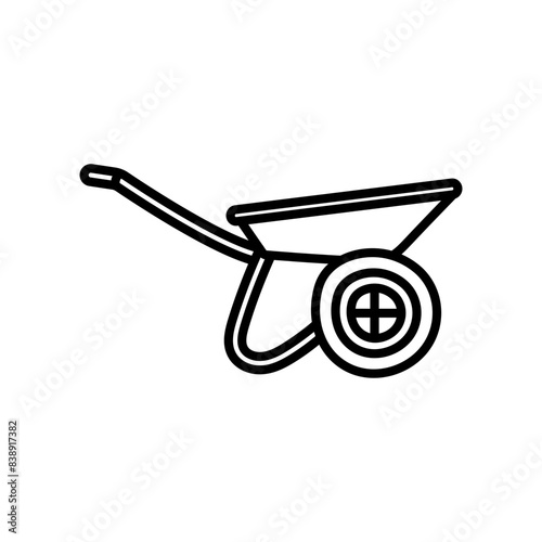 Wheelbarrow Outline Icon, Vector illustration