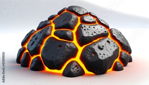 3D Rock lava isolated on white background