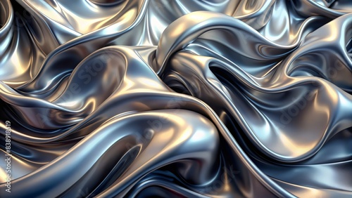 Abstract Background with Silver Liquid Metal
