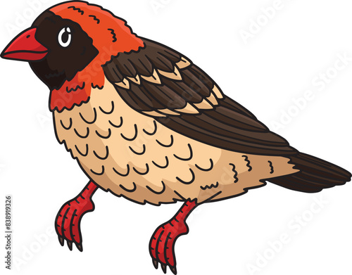 Red Billed Quelea Bird Cartoon Colored Clipart 