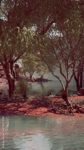 Reflection in Colorado River of Butte catching days last rays, in Grand Canyon. photo