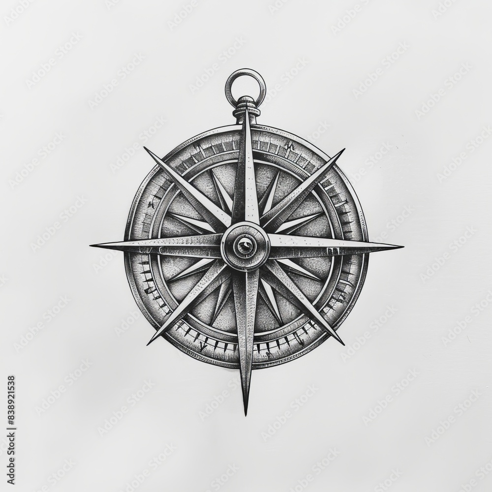 Nautical Compass Ink Compass rose tattoo, nautical theme, detailed design, black ink, on ...