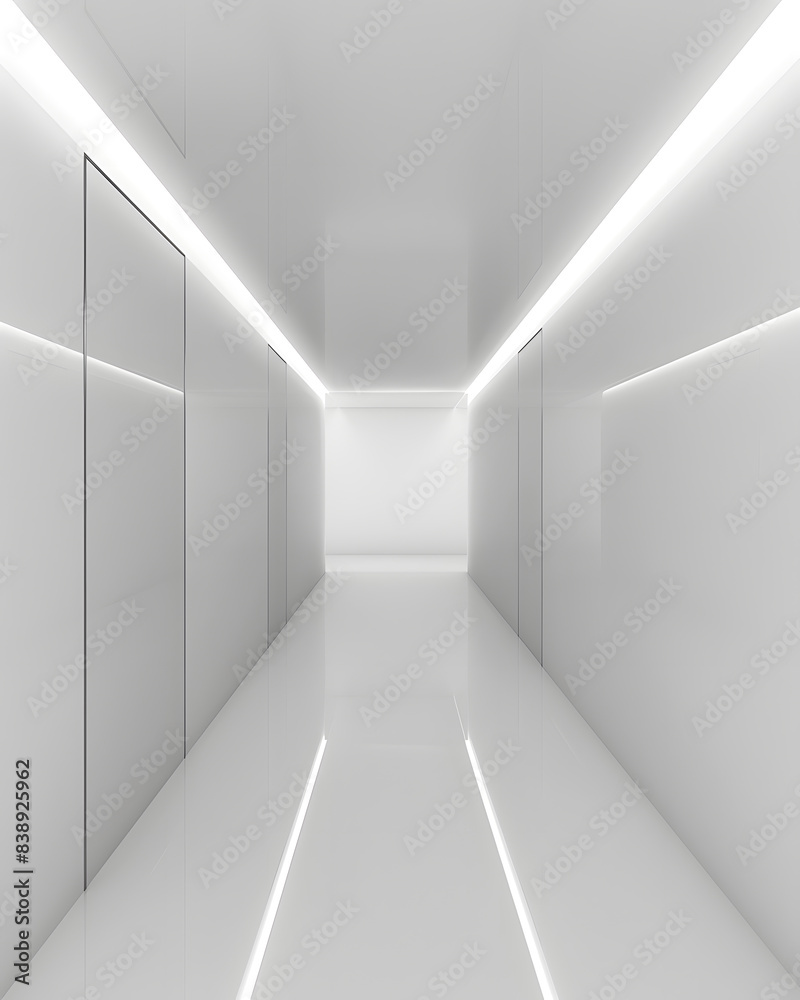 Obraz premium Empty white room with lights and shadows of window mock up