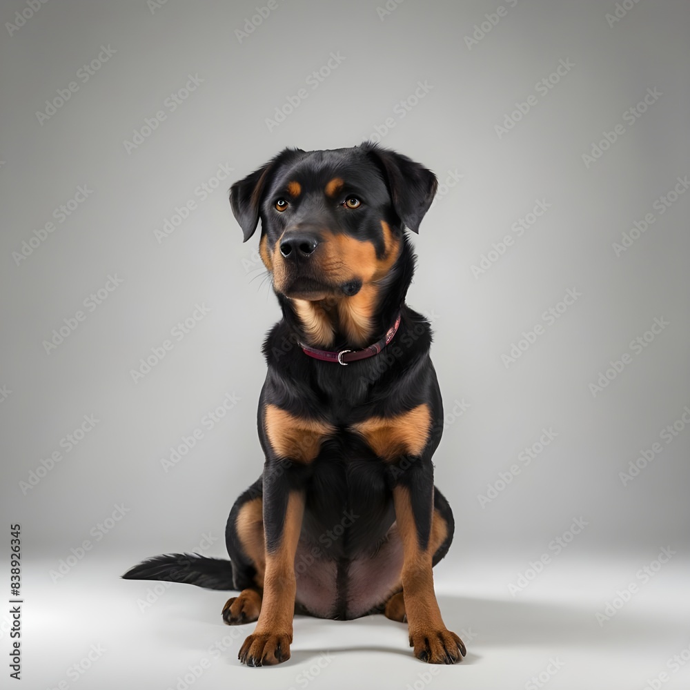 Portrait of a Rottweiler: Studio Photography on a White Background Portrait of a Rottweiler: Studio Photography on a White Background