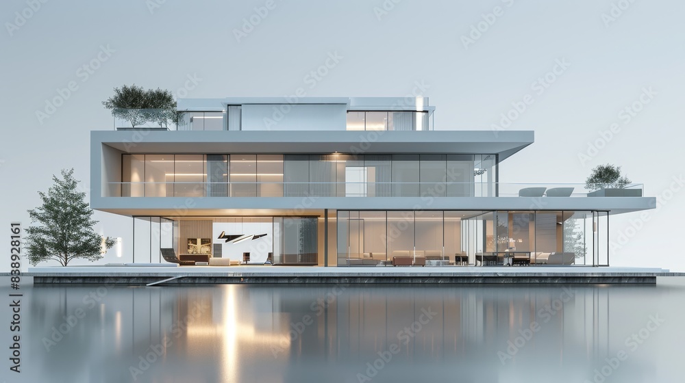 A high-end 3D rendering of a luxury structure showcasing avant-garde design concepts and premium construction materials, captured in a sleek studio shot with clear copy space A high-end 3D rendering of a luxury structure showcasing avant-garde design concepts and premium construction materials, captured in a sleek studio shot with clear copy space