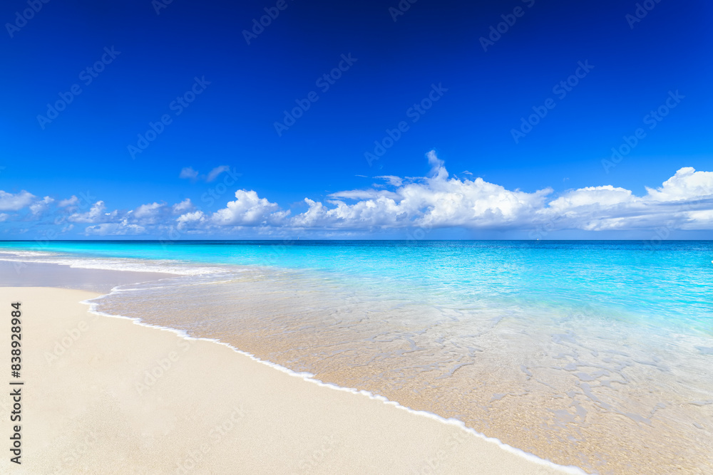 A background or texture of the beautiful beaches with turquoise ocean of Antigua and Barbuda islands, Caribbean Sea A background or texture of the beautiful beaches with turquoise ocean of Antigua and Barbuda islands, Caribbean Sea