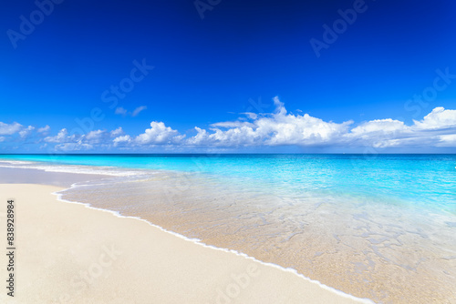 Obraz na płótnie A background or texture of the beautiful beaches with turquoise ocean of Antigua and Barbuda islands, Caribbean Sea w salonie