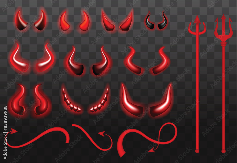 Fototapeta premium Set of Realistic Horn isolated. Eps Vector