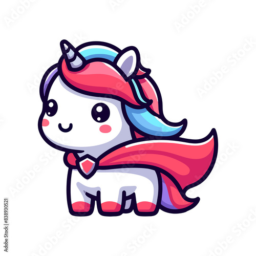 cute unicorn hero icon character