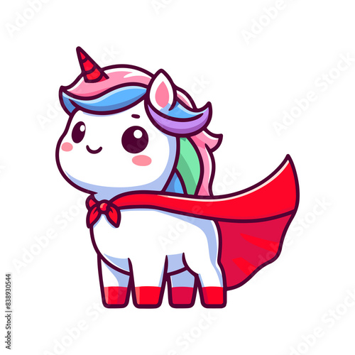 cute unicorn hero icon character