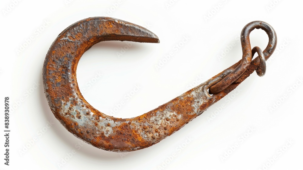 rusty old hook on isolated white background, Material work concept for designer rusty old hook on isolated white background, Material work concept for designer