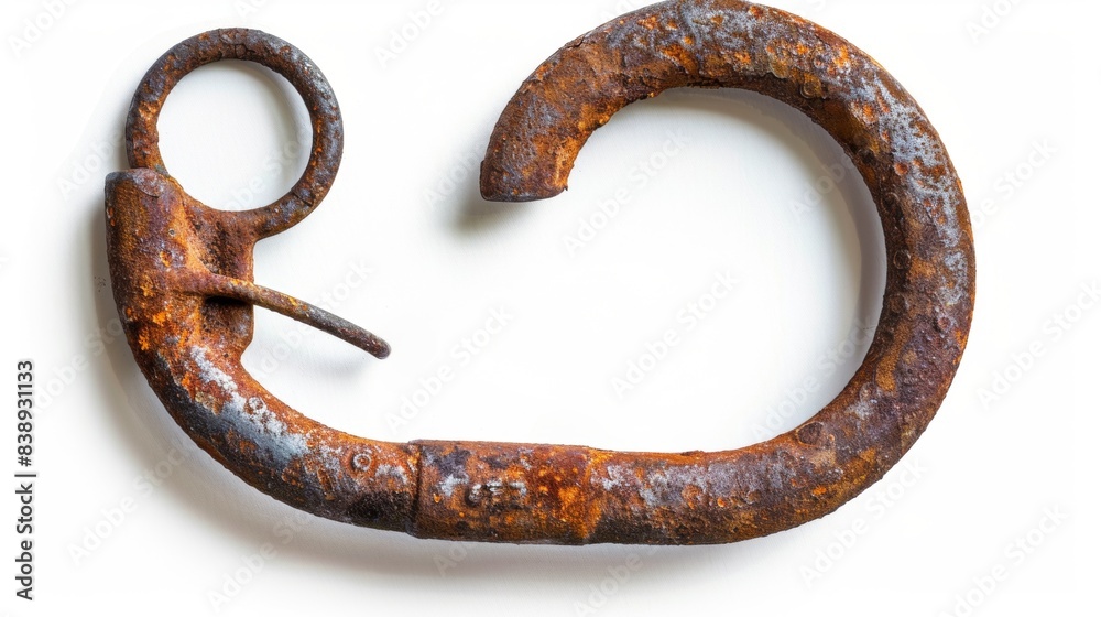 rusty old hook on isolated white background, Material work concept for designer rusty old hook on isolated white background, Material work concept for designer