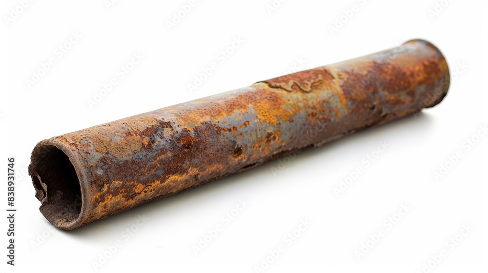 rusty metal pipe isolated on white background. rusty metal pipe isolated on white background.