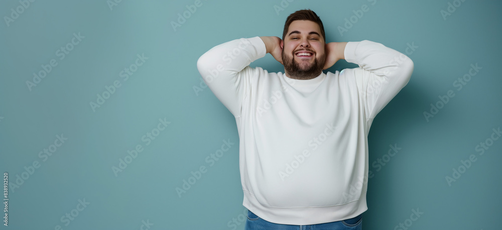 Fototapeta premium A guy wearing a white sweatshirt mockup, copy space, Generative AI.