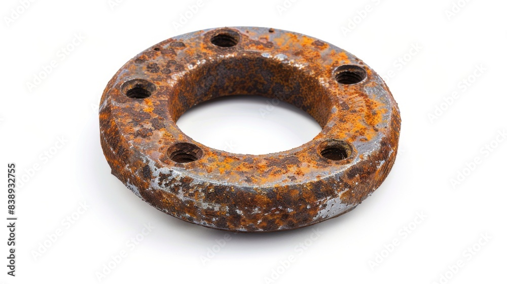 rusty old metal washer on isolated white background, Material work concept for designer rusty old metal washer on isolated white background, Material work concept for designer