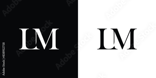Abstract serif letter LM logo in black and white color for beauty and wedding design logo vector inspiration
