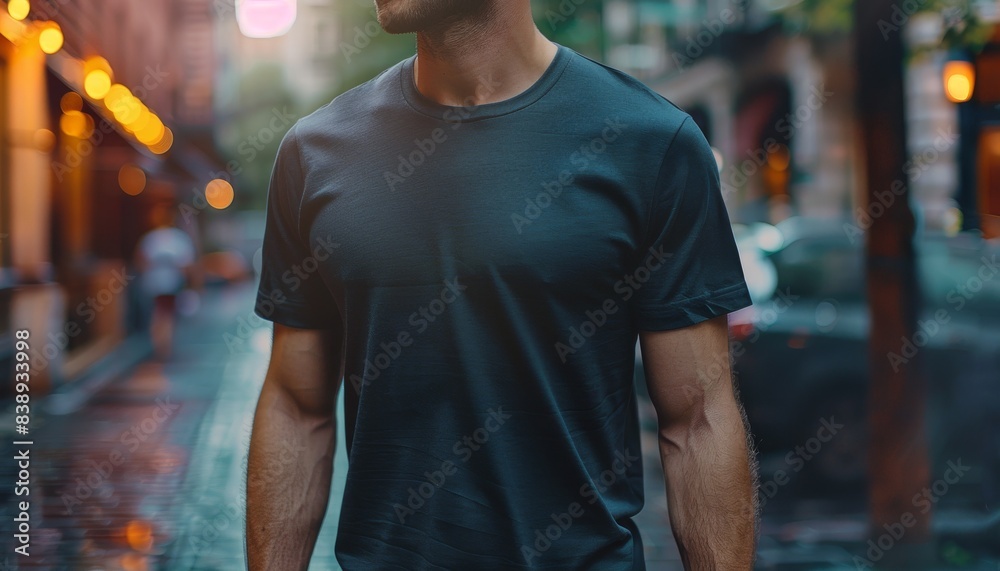 Tshirt template. Dark blank model of men clothing. T-shirt empty mockup design. Copyspace on fashion wear Tshirt template. Dark blank model of men clothing. T-shirt empty mockup design. Copyspace on fashion wear