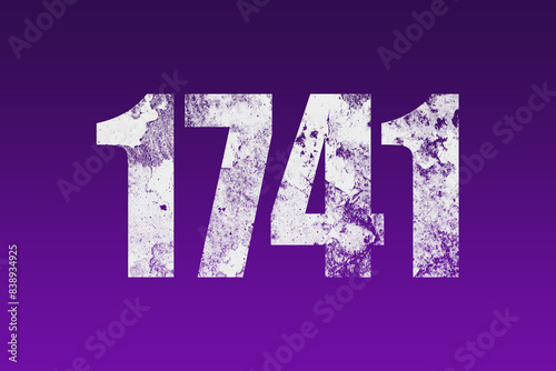 flat white grunge number of 1741 on purple background. 