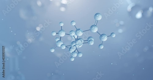 Levetiracetam, rotating 3D model of anticonvulsants, seamless looped video, molecular structure with selective focus photo