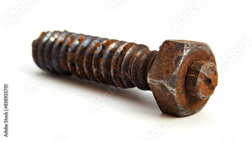 rusty old screw on isolated white background, Material work concept for designer