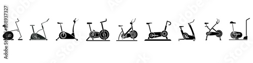Exercise Bike icon vector set. Training apparatus illustration sign. Gym symbol or logo.