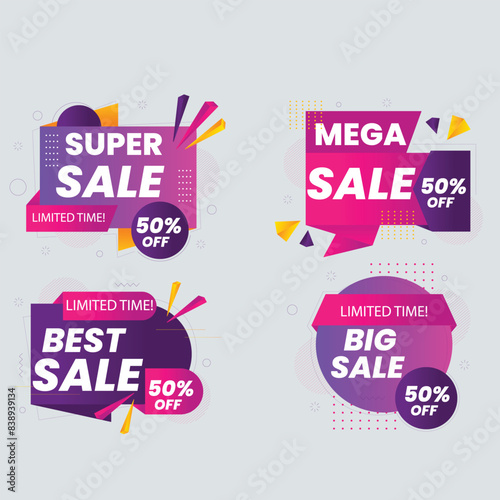 Realistic red price tags collection. Special offer or shopping discount label. Retail paper sticker. Promotional sale badge with text. Vector illustration.