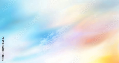 Dreamy light blue and pastel rainbow blurred abstract background