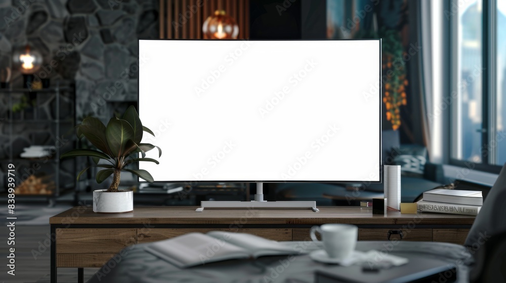 Fototapeta premium Monitor moc up device with white screen