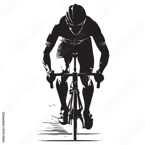 Cyclist riding mountain bike  Vector illustration