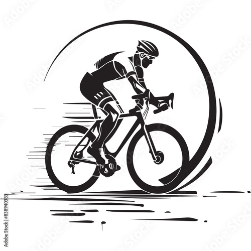 Cyclist riding mountain bike  Vector illustration