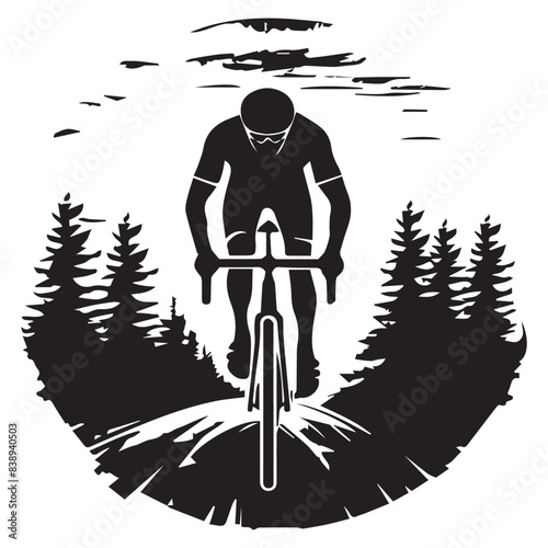 Cyclist riding mountain bike  Vector illustration