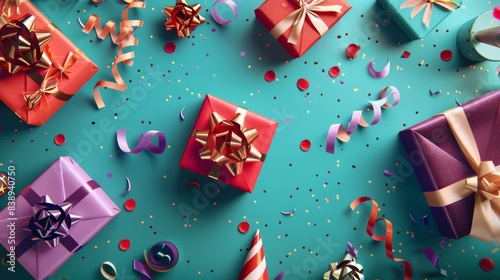 The festive wrapped gifts. photo