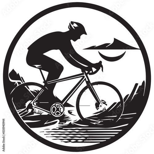 Cyclist riding mountain bike  Vector illustration
