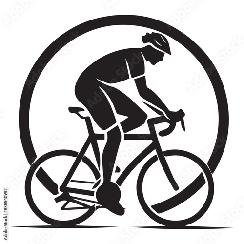 Cyclist riding mountain bike  Vector illustration