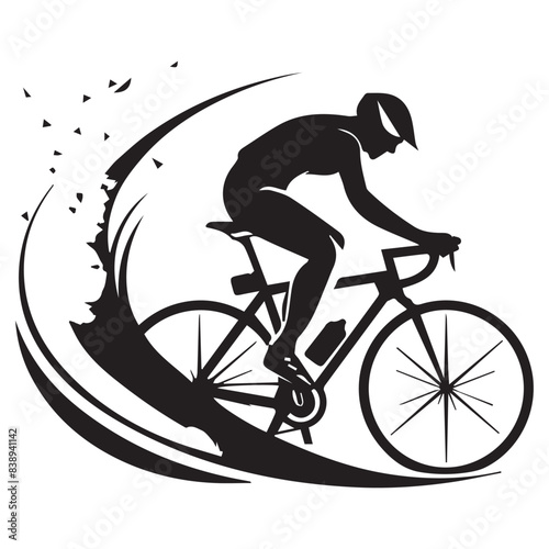 Cyclist riding mountain bike  Vector illustration